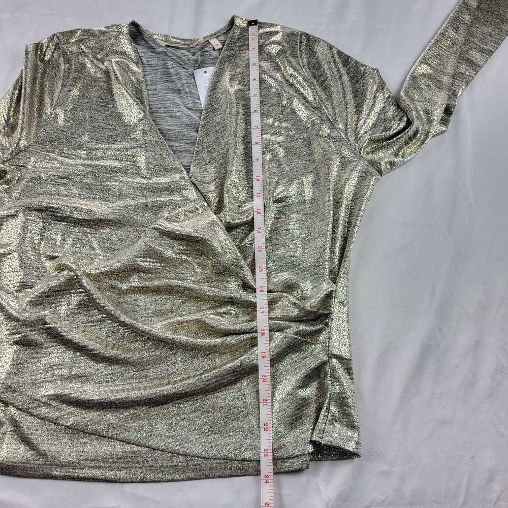 Soft Surrounding Women Wrap Top Stella Neutral Foil NWT Large Metallic Gold - Picture 11 of 12